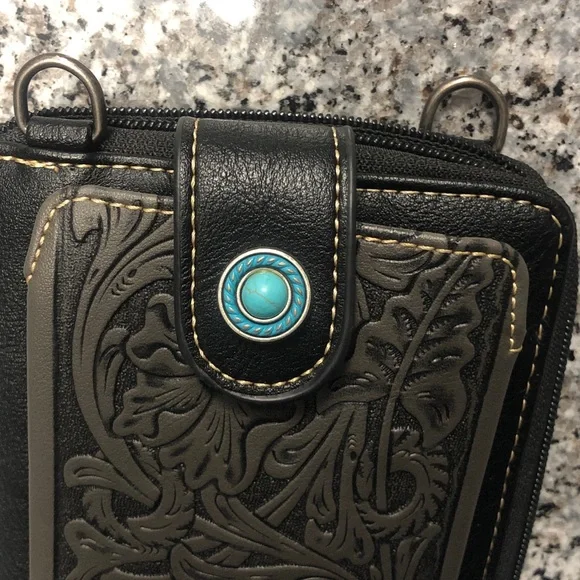Montana West Western Tooled Phone Case Crossbody Wallet 7.5”x5” EUC - Picture 4 of 6